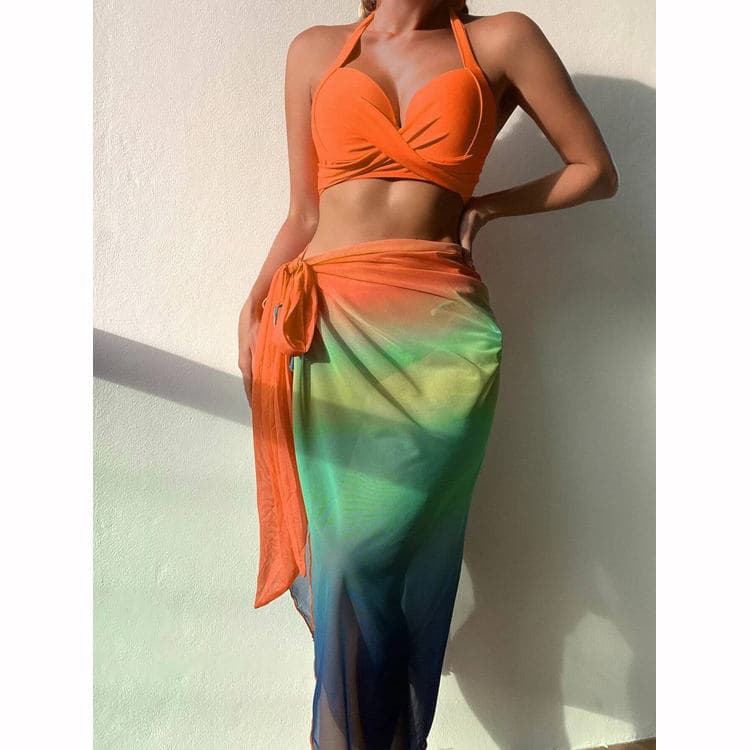 Wholesale of New Slim Fitting and Slimming Beach Swimsuits With a Three Piece Set of Multi Color Bikinis