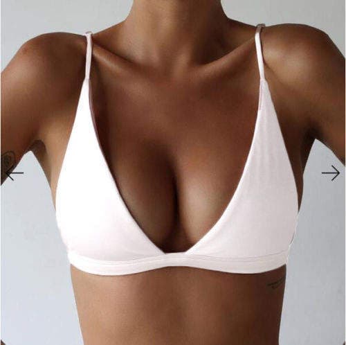 Solid Color Sexy Triangle Backless Bra Swimwear Bikini