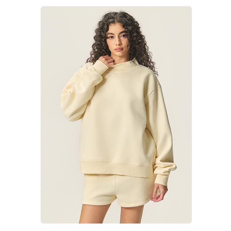 Wenshuo Simple Long Sleeve Top Wholesale Drawstring Shorts Custom logo Outdoor Sportswear Set Factory Direct