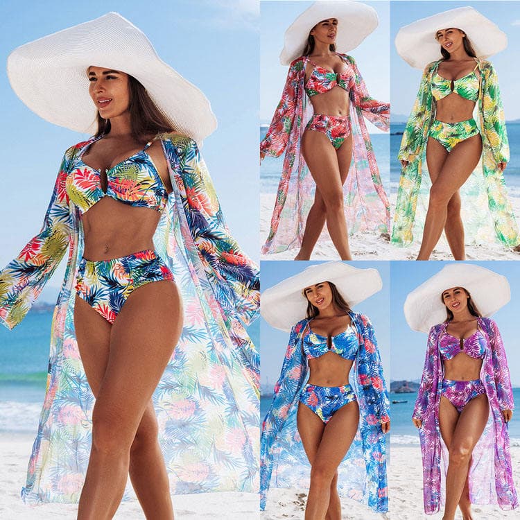 Wholesale Fashion Sexy Bikini Set High End Swimsuit Bikini Tropical Plant Printed Swimsuit