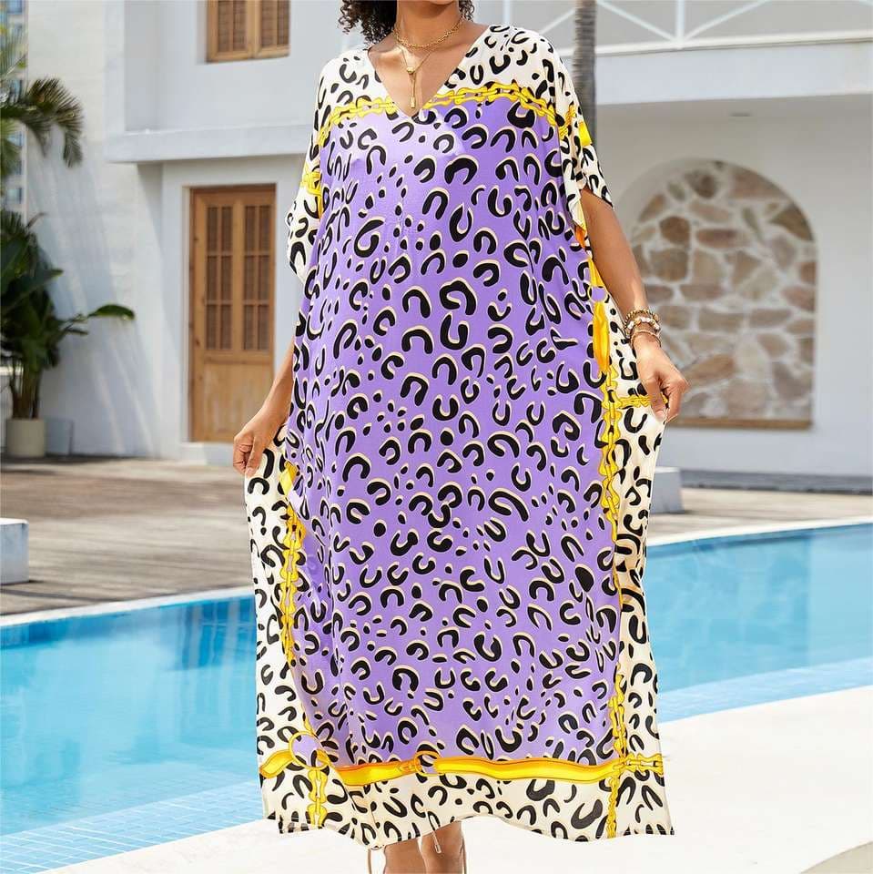 Smudge Print Resort Dress Printed Beach Long Dress Beach Cover up Manufacturer