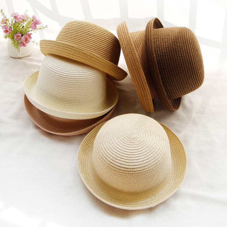 Hot Selling Women's Summer Curly Brim Round Top Sun Hat Cute Sun protection Casual Beach Straw Hat