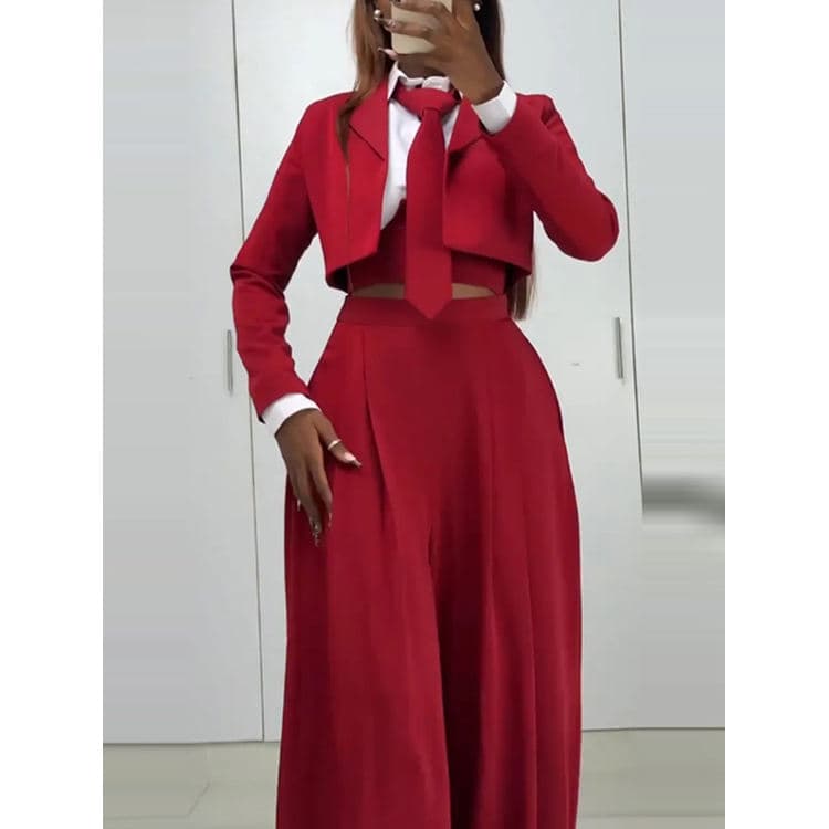Wenshuo Stylish Women Set Wholesale Simple Three Piece Set Custom logo Casual Workwear Set Factory Directly
