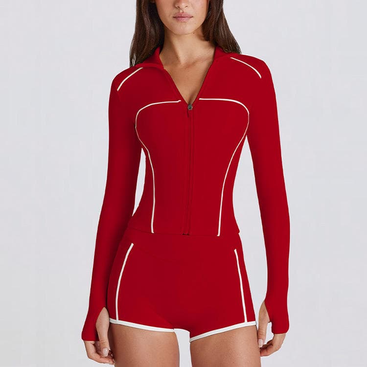 New Quick-drying Yoga Suit Long-sleeved Sports Fashion Fitness Slim Top Zipper Jacket Sun protection Breathable Yoga Set