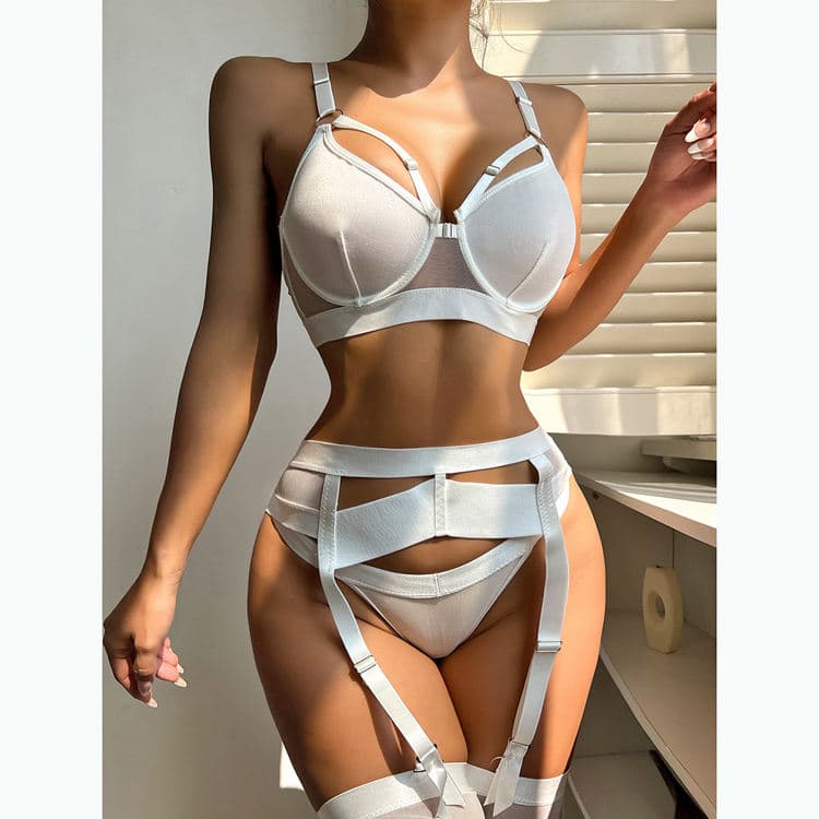 Steel Ring Gathering Micro Bikini Erotic Transparent Sexy Lingerie Binding Decoration High Quality Sexy Underwear