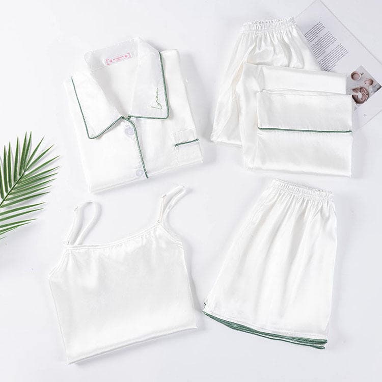 Low Price 2023 Four Pieces Pajama for Women Set Ladies Elegant Luxury Pajamas Casual Home Silk Pajamas