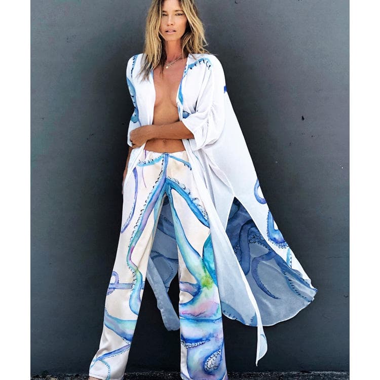 New Hot Sale Beach Cover up Summer Sun Protection Vacation Chiffon Shirt Cardigan
