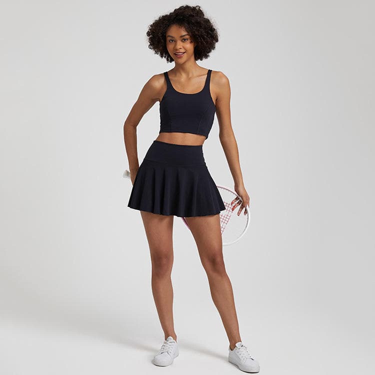 New Nude Yoga Short Skirt Set Quick Drying Breathable Outwear Running Solid Color Fitness Sports