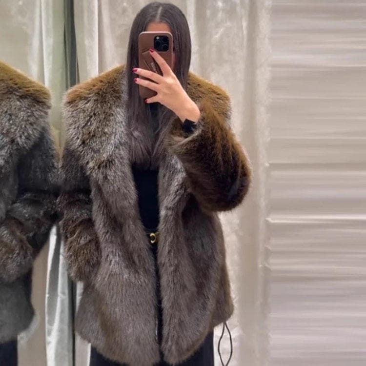 2026 Fashion Women Artificial Fur Warm Coat Winter Casual Coat with Belt Warm Comfortable Elegant and Luxurious Coat