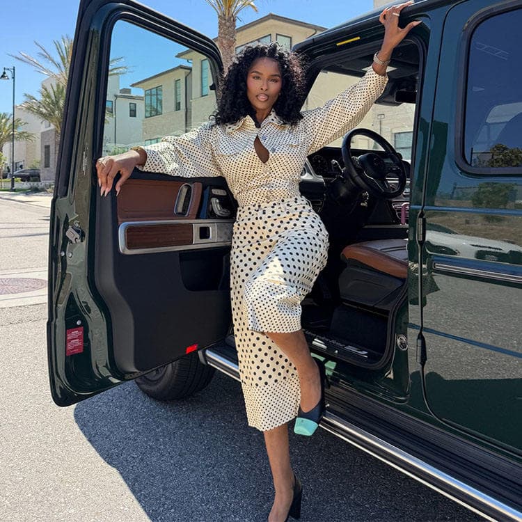 Wenshuo New for Autumn 2026 Stylish Two Piece Set Crop Shirt and Wide Leg Trousers Polka Dot Print Women Set