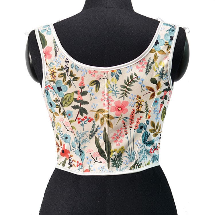 2024 Retro Fashion Printed Bra New Style Lace up U Neck Leaf Printed Women Corsets