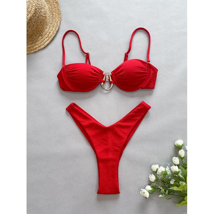 New Brazilian Bikini High Waist Bikini Solid Color Sexy Women Swimsuit