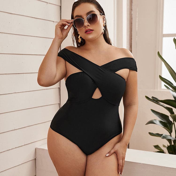 2023 New Customized Large Size One Piece Off the Shoulders Fat Woman Bikini Swimsuit Wholesale