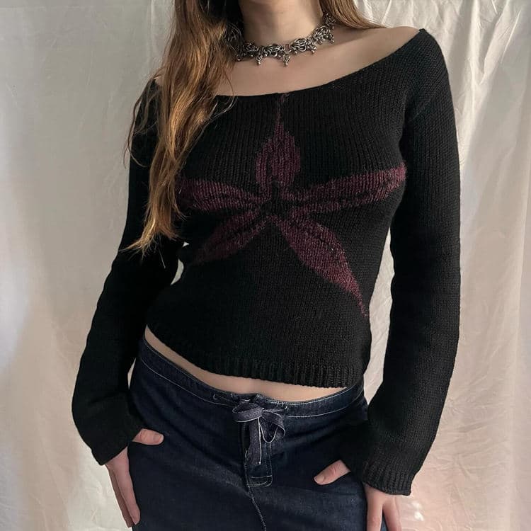 Autumn and Winter Solid Color Knitted Sweater Jacquard Round Neck Knitted Sweater Short Long Sleeve Knitted Top