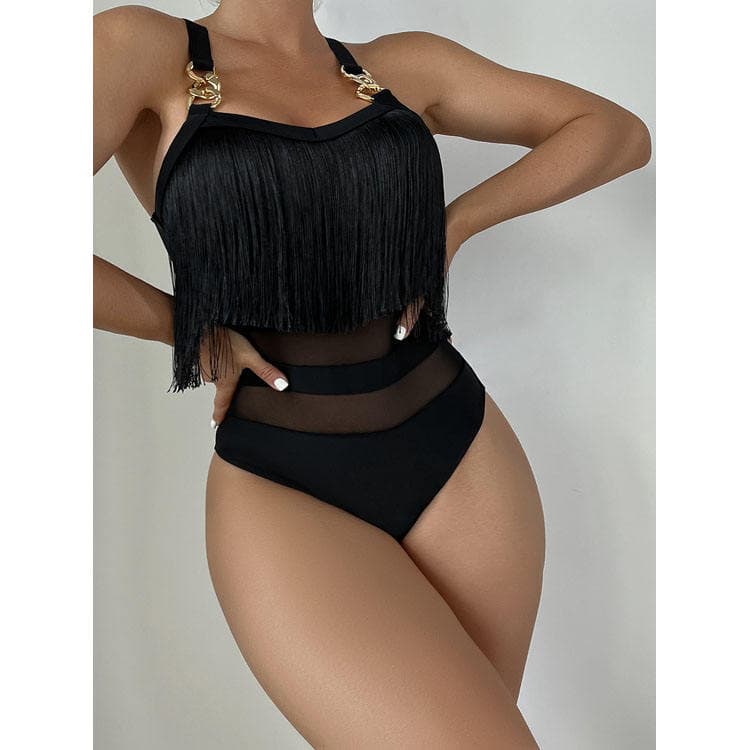 2024 New Style Tassel Hollow Sexy Bikini Multi Color Chain One Piece Swimsuit for Women