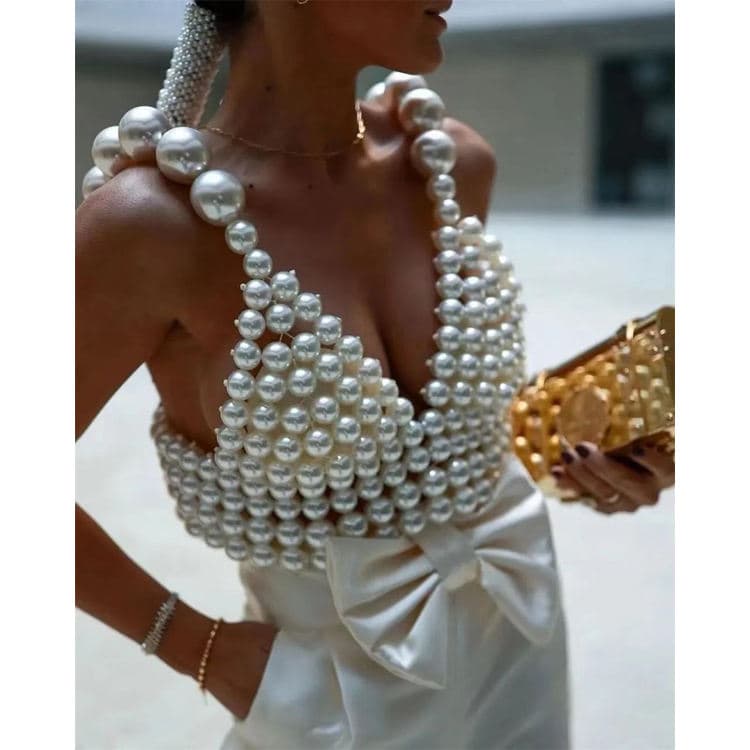 New Hot Sale Sexy Fashion Pearl Strap Vest for Women