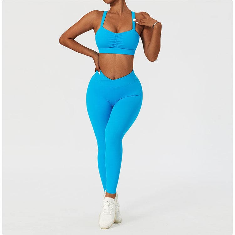 Hot Sell Plain Color Nude Feeling Woman Yoga Set Quick Drying Bra Legging Set