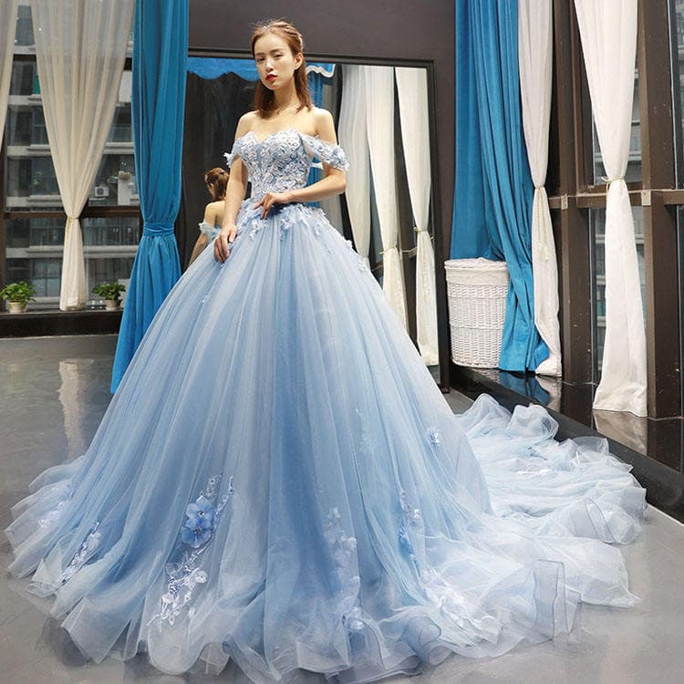 2023 New Luxury High Quality Womens Wedding Dress Off Shoulder Lace Appliques Elegant Dress Backless Ball Gown