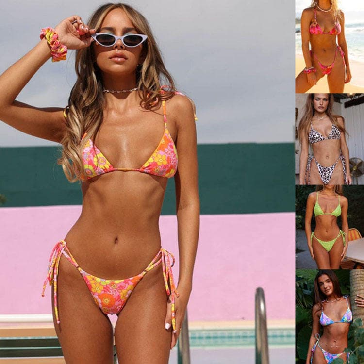 New Floral Print Bikini Two Piece Bandage Swimsuit Sexy Girl Swimsuit