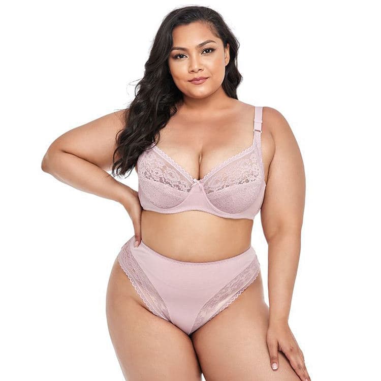 Plus Size Sexy Thong Set Ultra Thin Cotton Bra Set Comfortable Breathable Women Underwear
