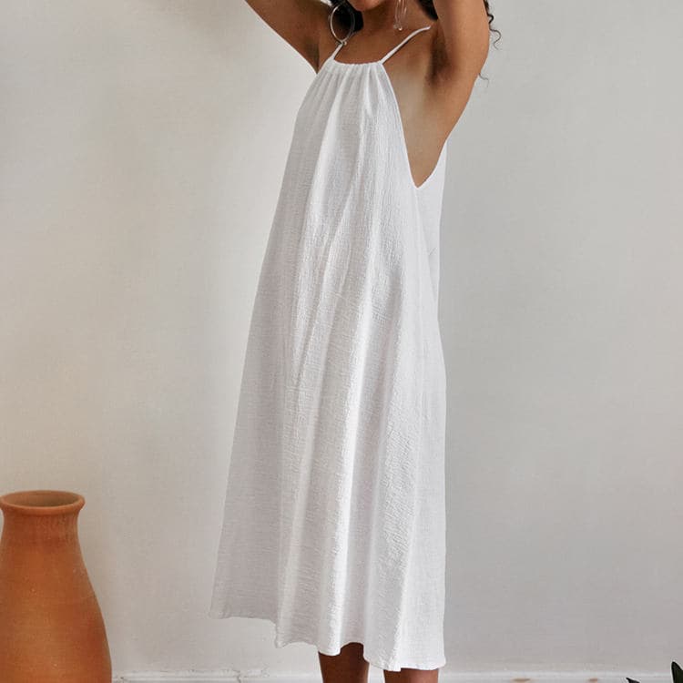 2023 Autumn Strap Nightwear Hollow Out Sexy Cotton Silk Nightwear for Women at Home White Can Be Outworn at Home Loose