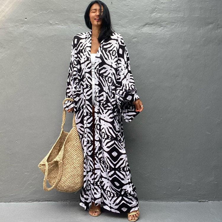 Wholesaler Loose Position Printed Women Cardigan Bikini Sun Shirt Ladies Beach Sexy Cover Ups