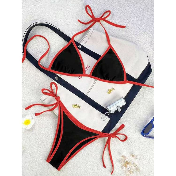 Trending Summer Women Solid Color Bikini Sexy Triangle Bikini Fashionable Sexy Swimwear for the Beach