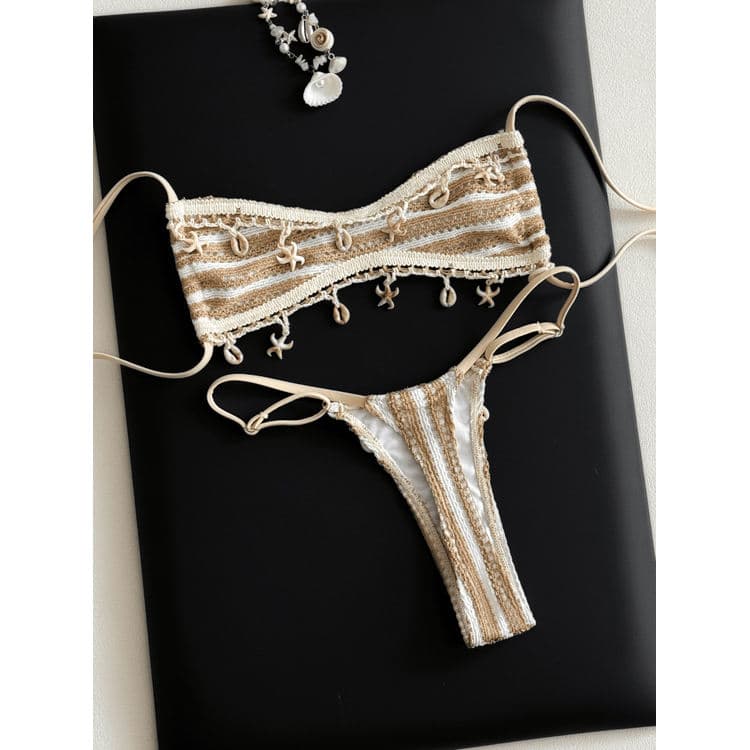 2026 New Triangle Bikini Starfish Seashell Beachwear Sexy Swimsuit Luxurious Hot Spring Bikini