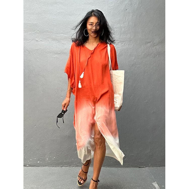 Tassel beach dress wholesale Gradient color cover up bikini custom Loose long skirt factory directly