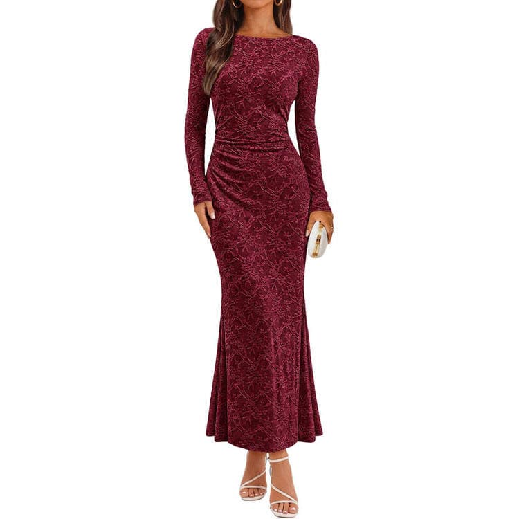 Wenshuo Fashion Bodycon Dress Wholesale Printed Long Sleeve Dress Custom logo Elegant Mermaid Dress Factory Directly