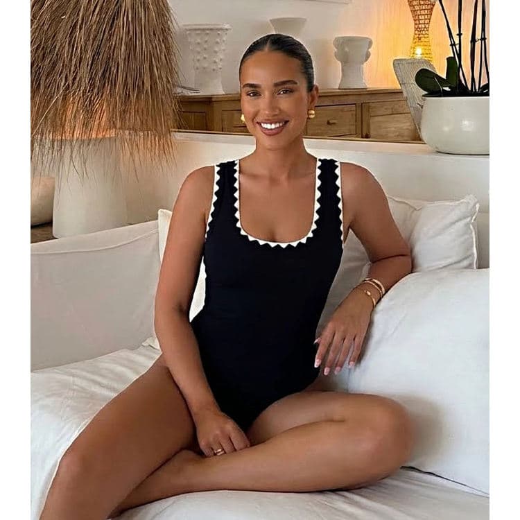 New Solid Color Simple Bikini High End One Piece Swimsuit Set for Women