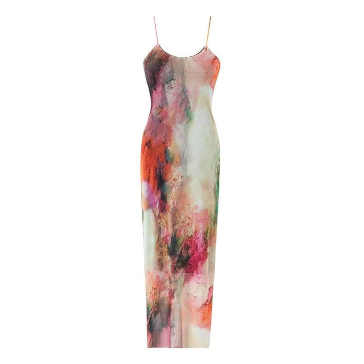 New Launch Fashion Casual Dress Floral Dress Women Halter Backless Sexy Tulle Skirt Print Dresses 2023