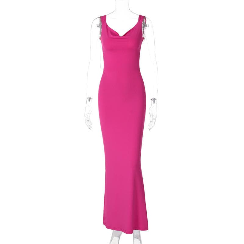 Backless Slim Dress Wholesale Bow Knot Hip Dress Manufacturer Pure Color Dress Factory Directly
