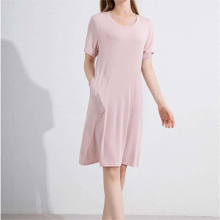 Casual Home Clothes Wholesale Modal Solid Color Nightdress Custom logo Soft Short Sleeved Pajamas Factory Directly