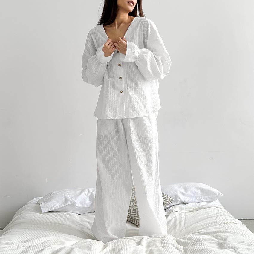 Pure Cotton Striped Shirt Manufacturer Soft Trousers Two Piece Set Casual Pajamas Factory Directly