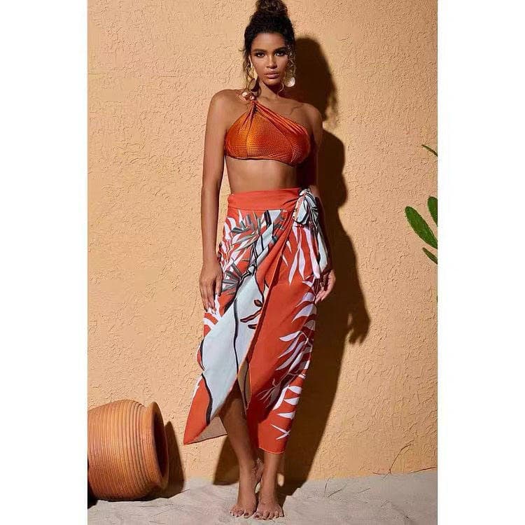 Women Sex Bikini High Waist 3 Piece Bikini Set Swimsuit With Mesh Dress Cover up Sexy Solid Color Sparkle Beads Bikini