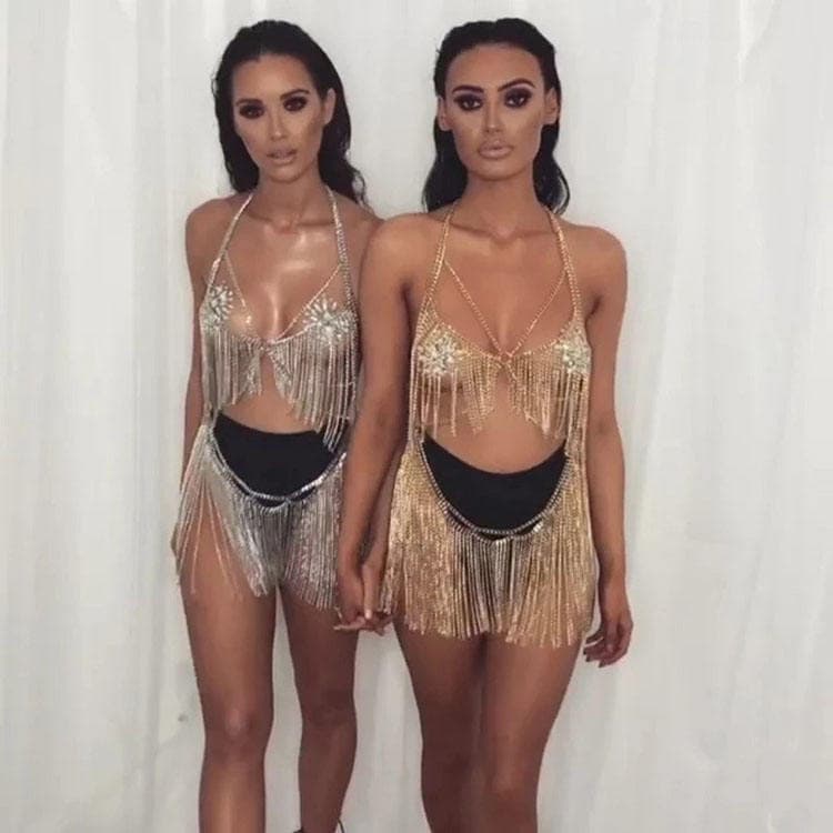 New Fashion Body Chain One Piece Halter Body Chain Tassel Bikini Chain for Women