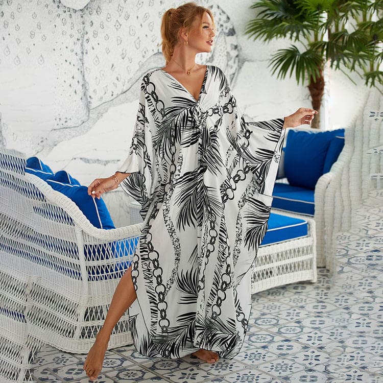 Oversize zebra Stripes Cover Ups 2024 Women Holiday Beach Dress