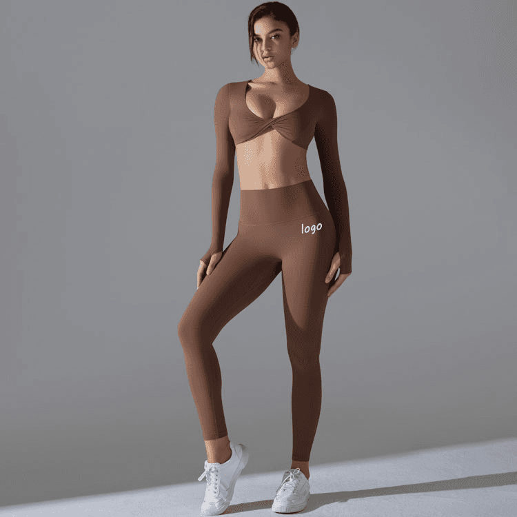 2025 New Women Solid Color Sexy Yoga Set Tight High Elastic Hip Lifting Antibacterial Yoga Clothes