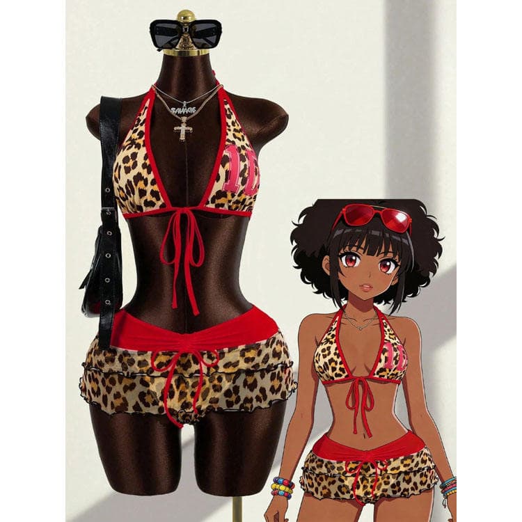 Animal Print 2026 Bikini Set New Arrival Fashion Sexy Swimwear Tiger Print Backless Beach Swimwear for Women