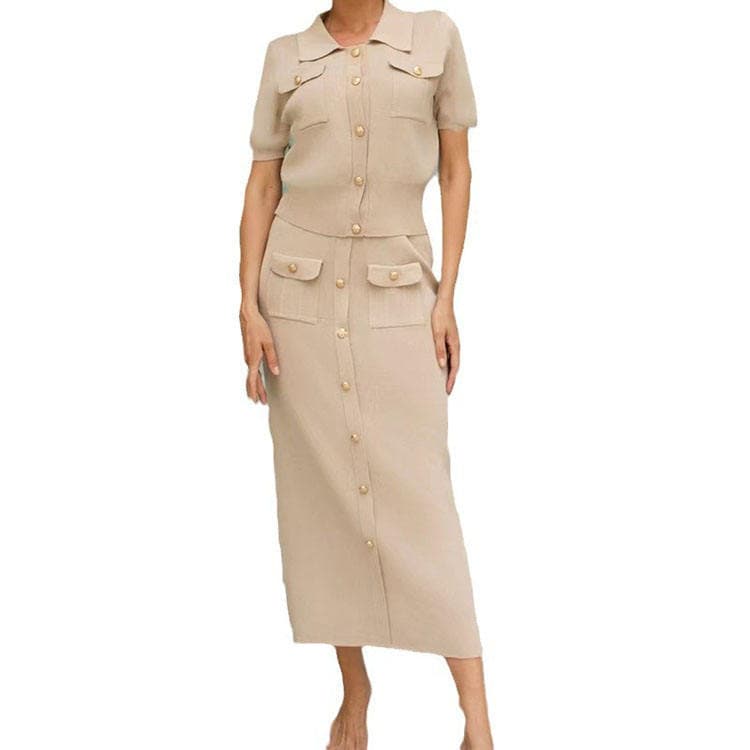 Wenshuo French Knitted Two Piece Set for Women New Style Feminine Sweater Top and Skirt Two Piece Knit Set Wholesale
