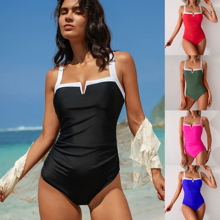 Wholesale 2025 Basic One Piece Bikini Hollow Out New Design High Cut Basic Beach Wear Swimsuit