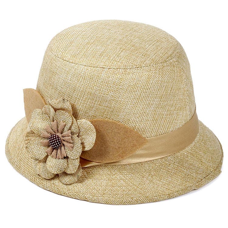 Spring and Autumn Linen Ladies Bucket Hat Handmade Flower Outdoor Casual Fashion Hat Painter Hat