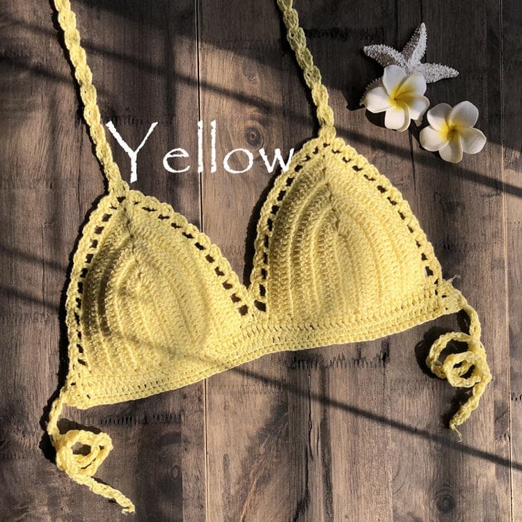 New Fashion Hand Hook Knit Crochet Bikini Tube Top Ladies Sexy Women Wild Hot Spring Split Swimsuit