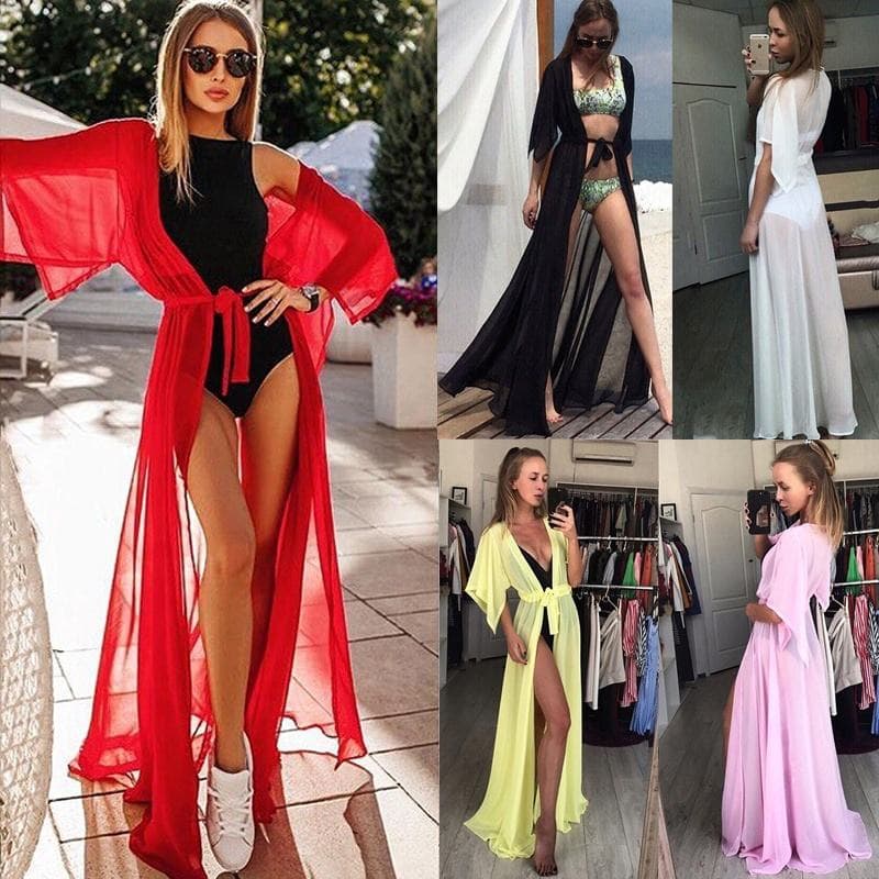 2019 New Sexy Lace-up Dress Sex Girls Beach Dress Plain Color Long Beach Dress Kaftan