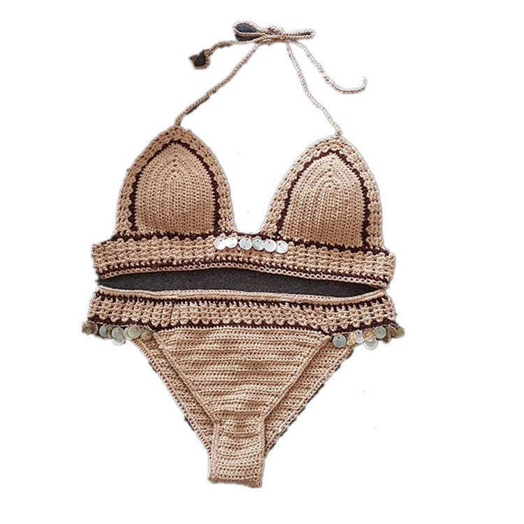 New Woven Crochet Swimwear Bikini Beach Shell Mermaid Lady Two Piece Women Sexy Swimsuit