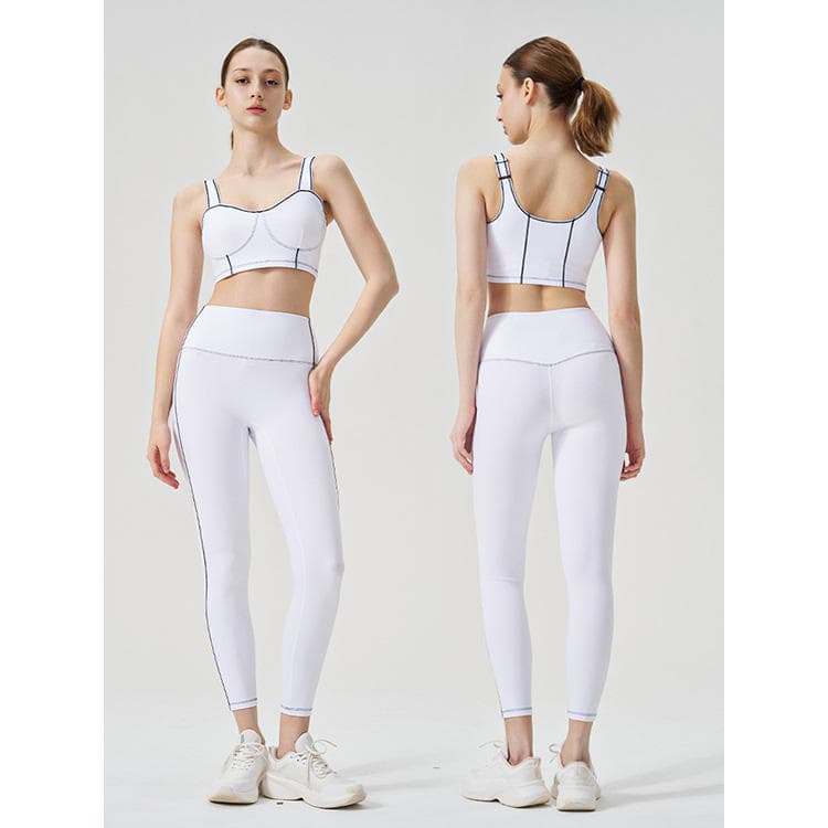 Contrast Stitching Active Set High Impact Yoga Fitness Bra and Leggings Sets High Quality Yoga Set
