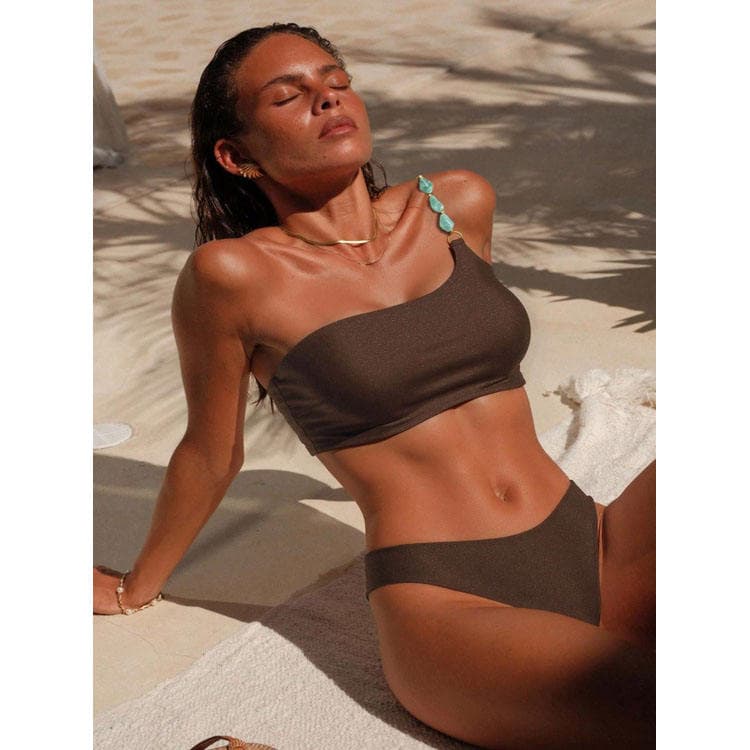 New Fashion Bead String Bikini Sexy One Shoulder Bathing Suit Slim Shoulder Swimsuit Bikini Wholesale