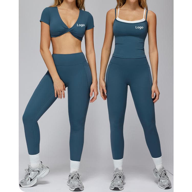 Nude Sensing Yoga Suit Tight Fit High Waist Quick Dry Casual Fitness Wear Outdoor Sports Running Suit for Women 2 Piece Yoga Set