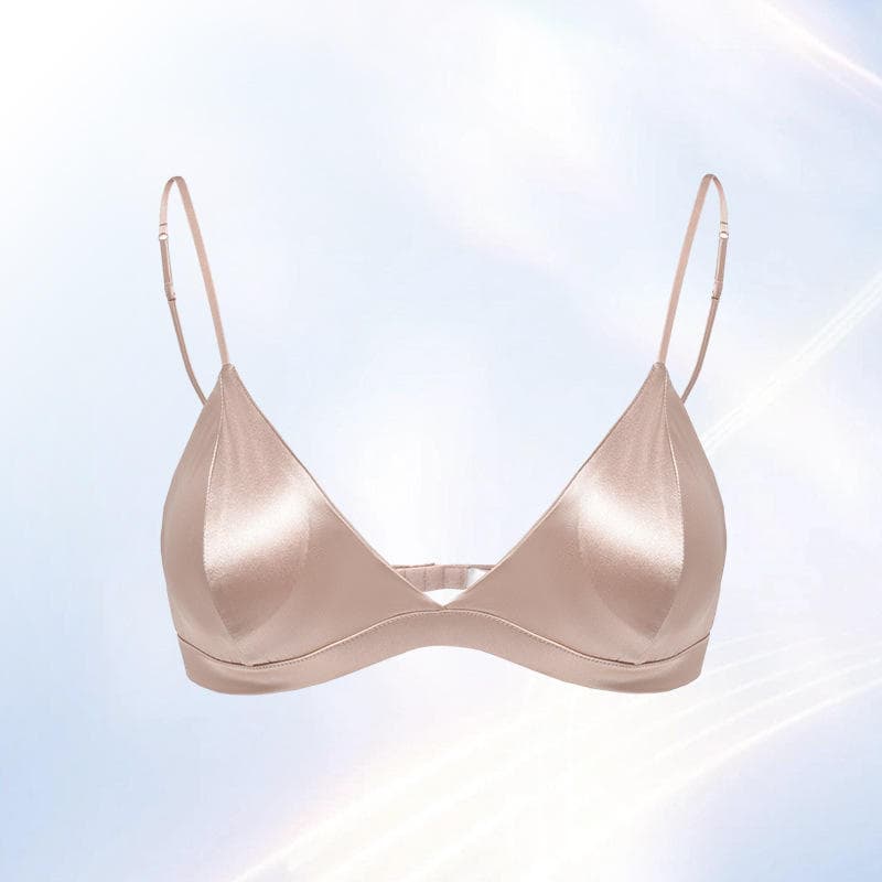Real Silk Non Wired Underwear Silk French Anti Sagging Bra Two Piece Breathable Sexy Solid Color Lingeries Set